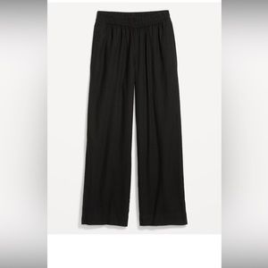 High-waisted linen-blend wide-leg pants
